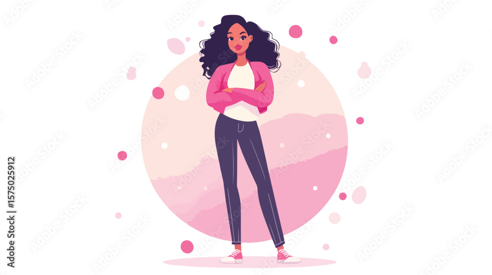 Breast Cancer Awareness Month Woman Cartoon Illustration Breast Cancer Awareness Month Woman Cartoon Illustration