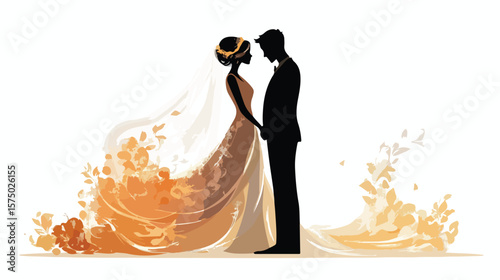 Elegant Bride and Groom Wedding Couple Romantic Portrait