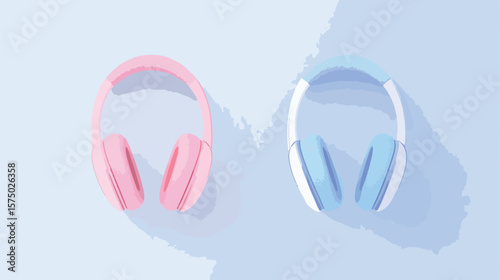 Vibrant Flat Vector Illustration of Bright Headphones Design