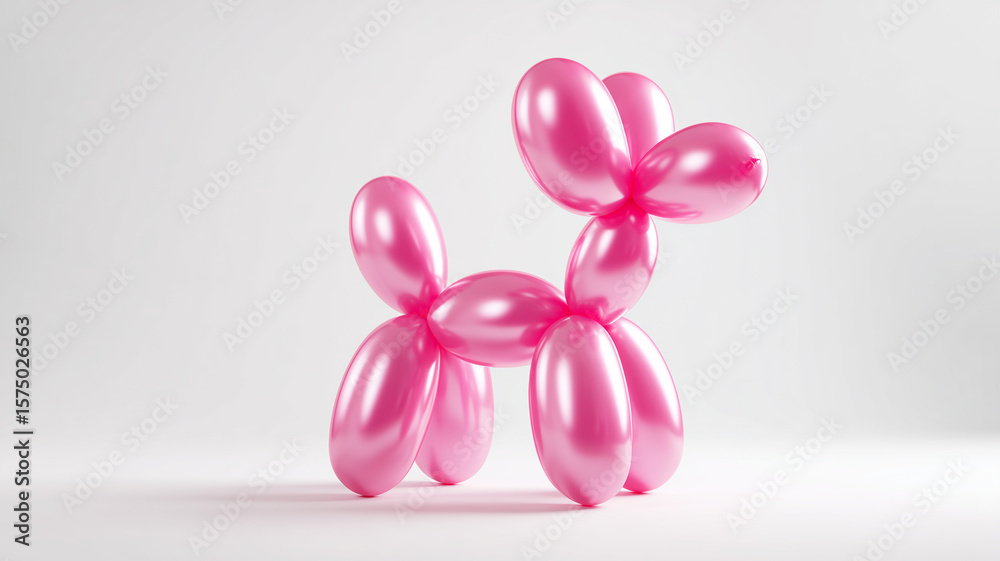 Fototapeta premium 風船犬のオブジェが白い背景で静かに佇むミニマルに