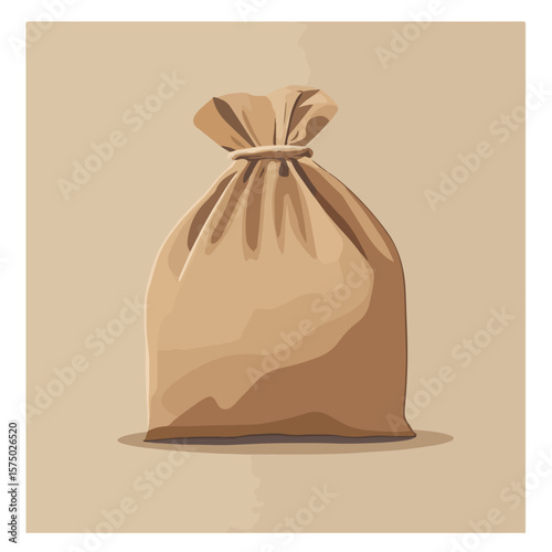 Brown Bag Flat Vector Illustration
