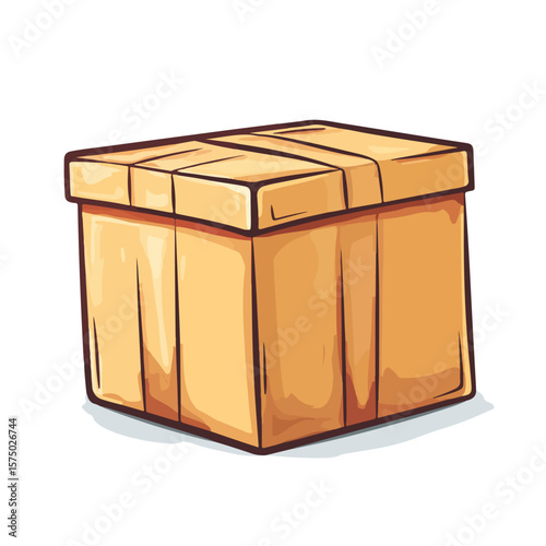 Brown Paper Box Cartoon Vector and Illustration Hand