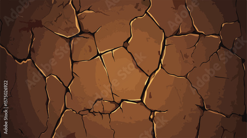 Detailed Brown Cracked Wall Vector Illustration