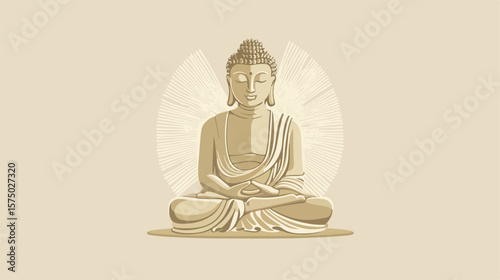 Buddha Statue Icon Flat Vector Illustration