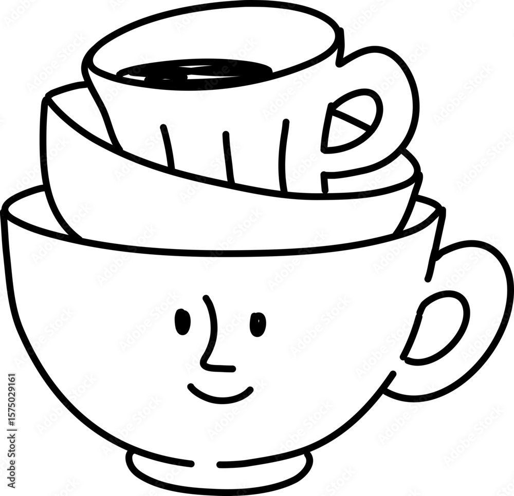 Cute Stacked Coffee Cups Doodle Cute Stacked Coffee Cups Doodle