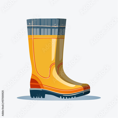 stylized rubber boot icon in flat design;  minimalist fall rainwear symbol on 512×512 px art board