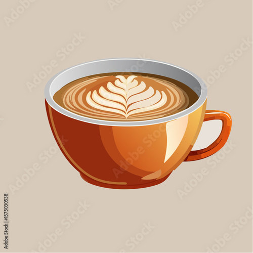 stylized spiced latte cup icon in embossed effect symbolizing cozy fall flavors and seasonal warmth