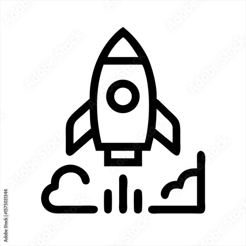 Rocket launching with smoke trail silhouette vector illustration
