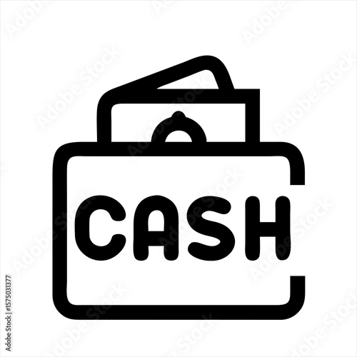 Wallet with cash money currency payment silhouette vector illustration