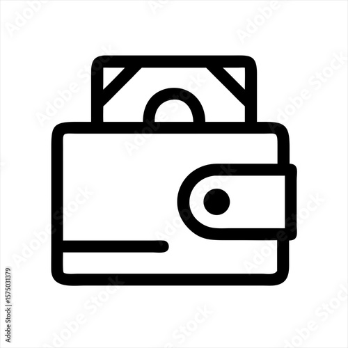 Wallet with money currency minimalist line art silhouette vector illustration