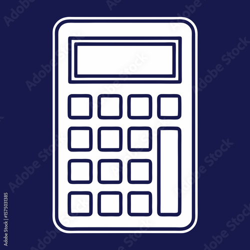 Simple calculator outline with buttons and screen silhouette vector illustration
