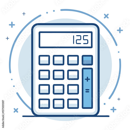 Simple calculator with display and buttons silhouette vector illustration