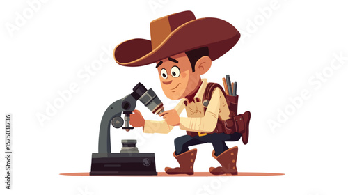 Fun Cartoon Microscope School Supply Cowboy Ranger Image