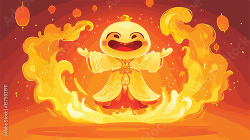 Cartoon Spirit in Chinese Hungry Ghost Festival