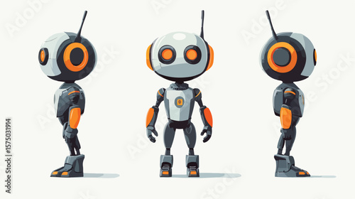 Playful Cartoon Spy Robot Character on White Background