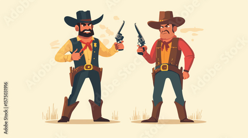 Cartoon Scissor School Supply Cowboy Ranger Sheriff