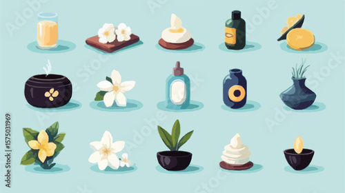 Spa Therapy Set Icons Vector Illustration