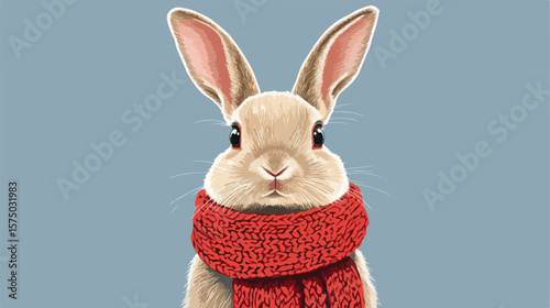 Adorable Bunny with Red Blushing Cheeks and Long Ears
