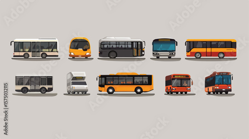 Flat Vector Illustration of Public Transportation Icons