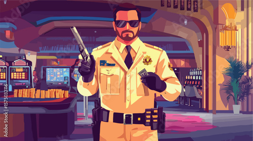 Casino Security Guard Flat Vector Illustration