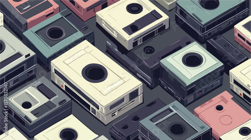 Vintage Cassette Tapes and CDs Flat Vector Pattern