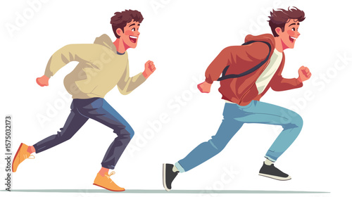 Successful Casual Man Running Away with a Smile