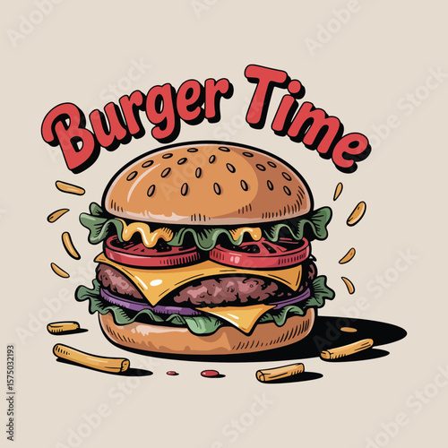 Burger illustration fresh fast food