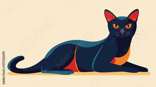 Cute Cat Flat Vector Illustration for Graphic Design Projects