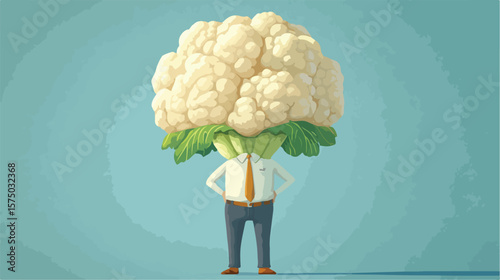Architectural Cauliflower Cartoon Head Illustration