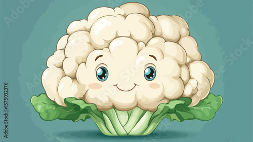 Cauliflower Head Cartoon Artist Mascot