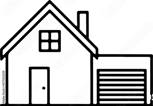 House Vector Illustration Home Design with Garage