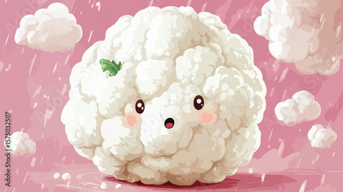 Cartoon Cauliflower Head Painter Illustration