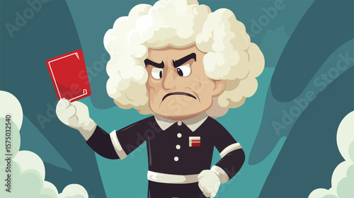 Cauliflower Head Cartoon Referee Showing Red Card - Illustration for Sports Events
