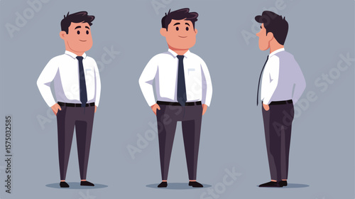 Professional Hybrid Work Concept with Businessman in Flat Vector Illustration
