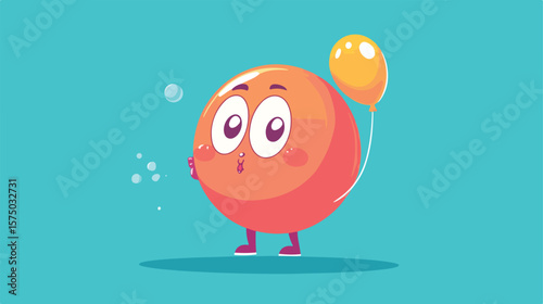 Pantomime Blowing Balloon Cartoon Mascot Vector Illustration