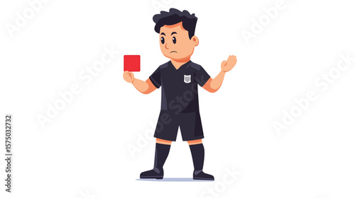 Soccer Referee Showing Red Card Character Illustration