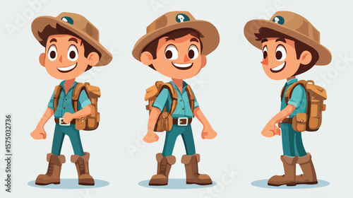 Cute Cartoon Boy Scout Vector Character in Flat Design