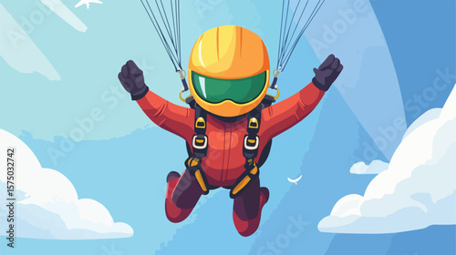 Skydiving Cartoon Mascot Vector Character Illustration