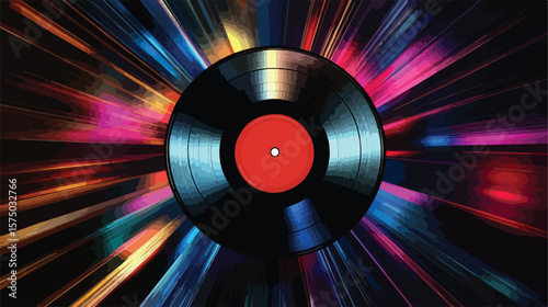 Vintage Retro Flat Vector Illustration of CD Vinyl Record Centered