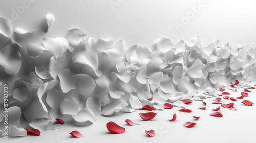 Wallpaper Mural A cascade of white and red petals flowing gracefully across a serene background. Torontodigital.ca