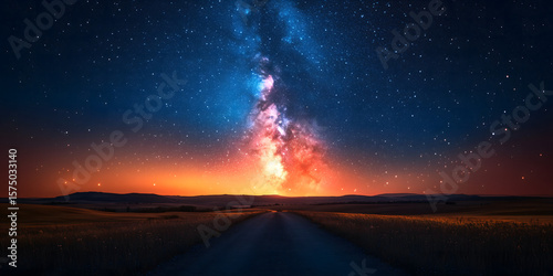 Wallpaper Mural A breathtaking view of the milky way stretching over a tranquil landscape at dusk. Torontodigital.ca