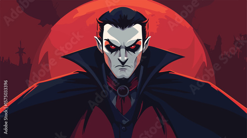 Dracula Character Illustration with Camera Lens in Vector Art