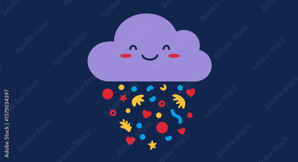 Obraz premium Rainy Cloud with Falling Leaves