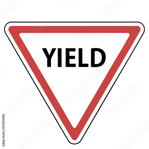Yield sign with red border and black text traffic sign