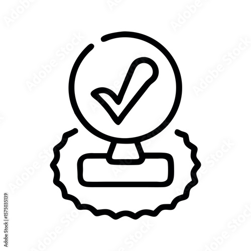 Approved stamp with check mark symbol tick