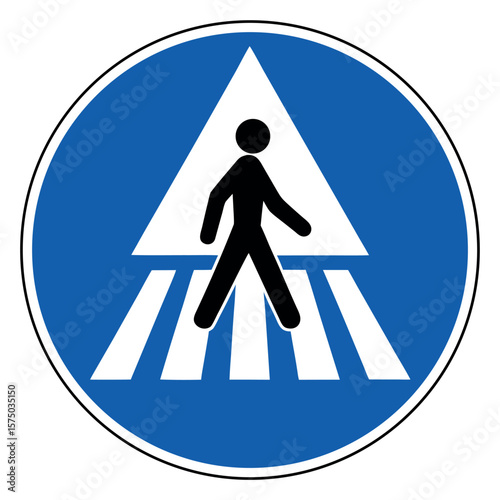 Pedestrian crossing warning sign traffic sign blue circle