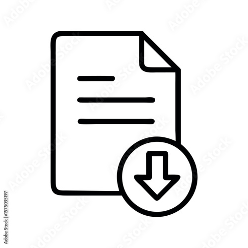 Document with download arrow icon paper text