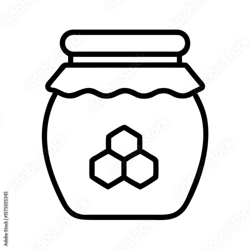 Honey jar with honeycomb design in minimalist outline style  