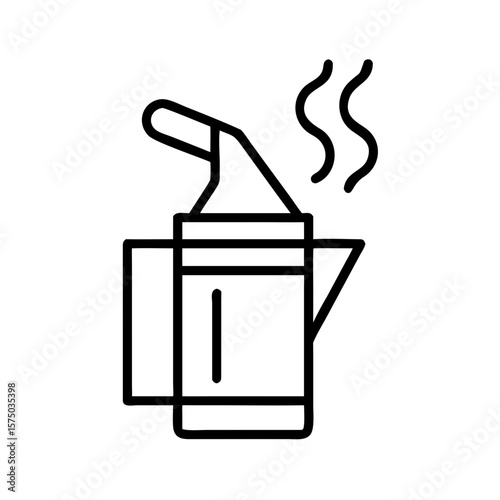 Bee smoker tool for beekeepers with smoke rising and minimal design  