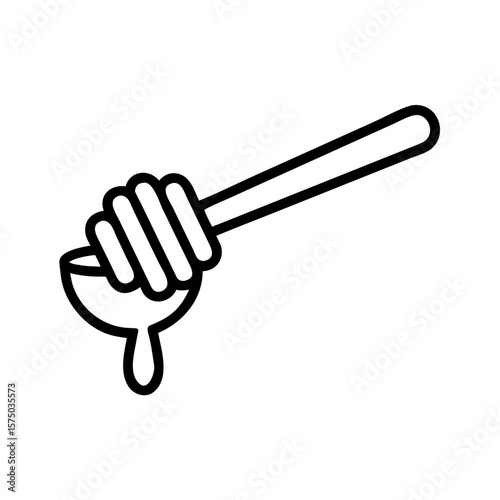 Honey dipper dripping honey outlined in minimalist style  